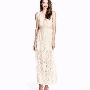 H&M Divided white lace maxi dress size small